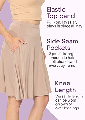 STRETCH IS COMFORT Women's and Plus Knee Length and MIDI A-Line Skirt w/Pockets4