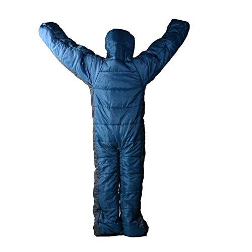 Adult Outdoor Humanoid Sleeping Bag Camping Indoor Bedding Super Light Winter and Warm Season Cotton Bag (Color : Dark Blue Size XL)