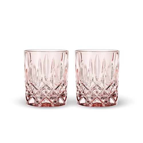 Image of Nachtmann Noblesse 10oz Whisky Tumblers, Set of 2 - Rose Crystal Glasses for Bourbon, Scotch & Cocktails - Lead-Free Cut Design Barware & Luxury Valentine Gift for Couples & Whisky Lovers