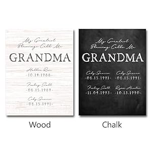 Personal prints my greatest blessings call me grandmapersonalized gift for grandmother with grandchildrens names and birthdays 8×10 easel backed canvas whitewashed wood  urban country home decor