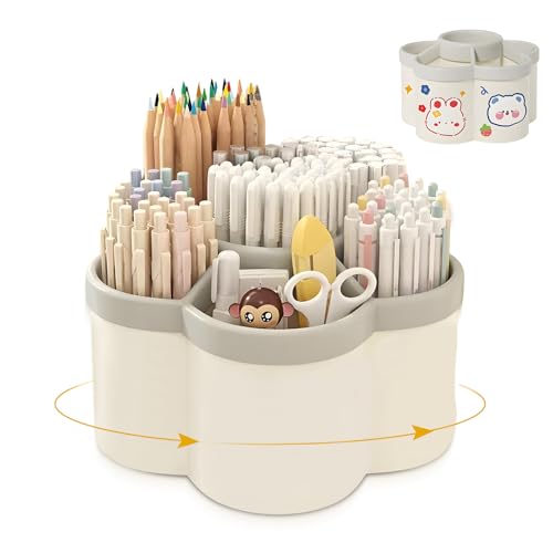 Organisateur de Bureau,WideSmart Pot a Crayon Rotatif à 360 Degrés,avec 6 Compartiments,Rangement Organiseurs Distributeurs,Pot à Crayon,Porte Crayons...
