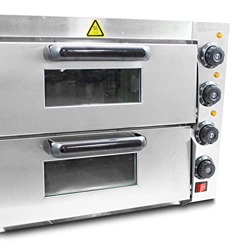 Foto von Bituxx Professioneller Doppel Pizzaofen Pizzabackofen Pizzamaker Elektrisch 3000W mit Steinplatte, Gastro Steinbackofen für Pizza, Brot und Backwaren, Leistung 3000 Watt, Temperatur bis zu 350°C