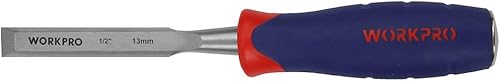 WORKPRO W043005 Cincel de madera hoja de 12 pulgada de ancho construcción de acero al cromo-vanadio mango de agarre ergonómico con tope de acero