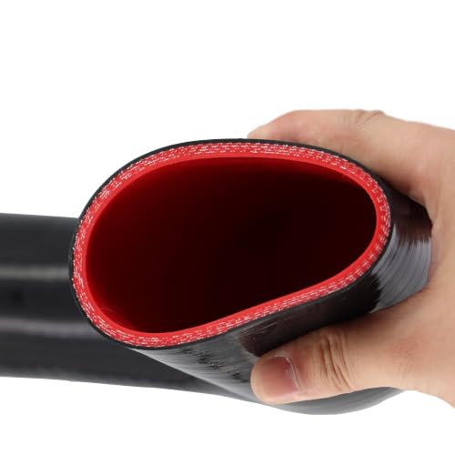 Image of Silicone Hose 2 to 3 inch Elbow Coupler 90 Degree 4 Ply Reducer Leg Length 4 inch (102mm) Pipe for Turbo Intake Intercooler Radiator with 2 PCS T-Bolt Clamps