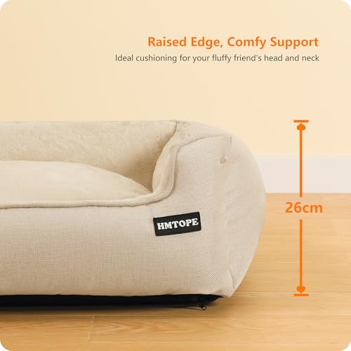 HMTOPE Hundebett, Hundesofa, Hundekissen, Hundekörbchen Abnehmbar und waschbar, Beige, 110 x 86 x 26 cm