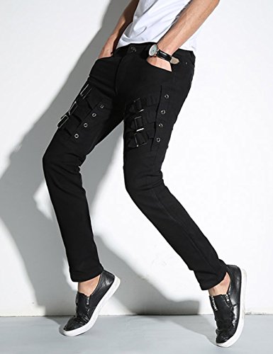 Mens Motocycle Hip Hop Skinny Rock Punk Pants3
