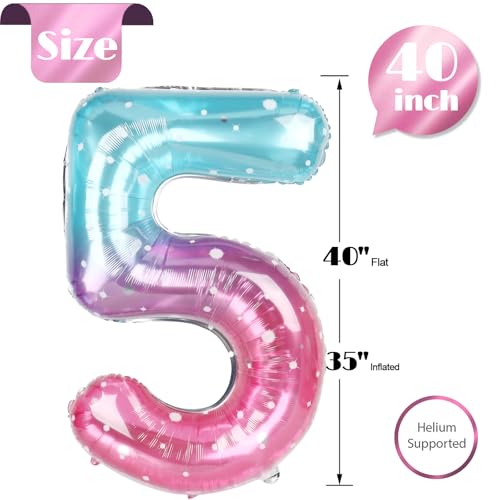 Image of Starry Sky Number 5 Balloon 40 Inch, 5th Birthday Party Decorations, Giant 5 Foil Balloon for Party Supplies