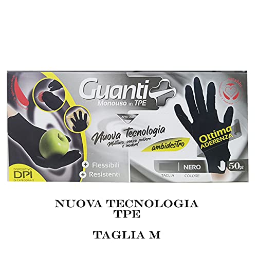 SETABLU Boîte de Gants Noirs TPE 50 pièces, Taille M Cover