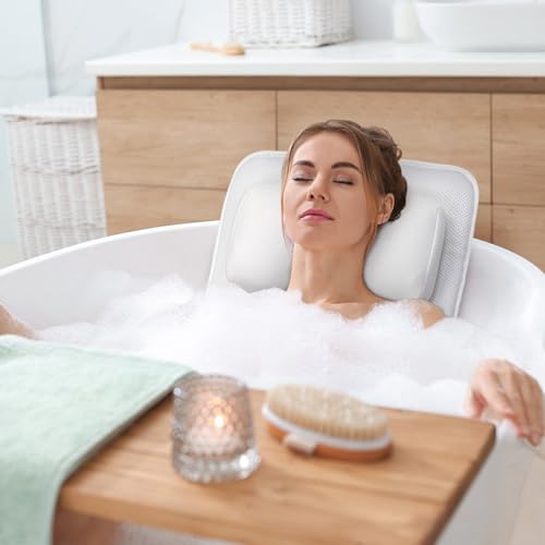 Cocoarm Oreiller de Bain Complet pour Tout Le Corps, Oreiller de Baignoire Spa pour Baignoire avec 13 Ventouses Antidérapantes, pour Soutien de la Tête, du Cou, des épaules et du Dos,