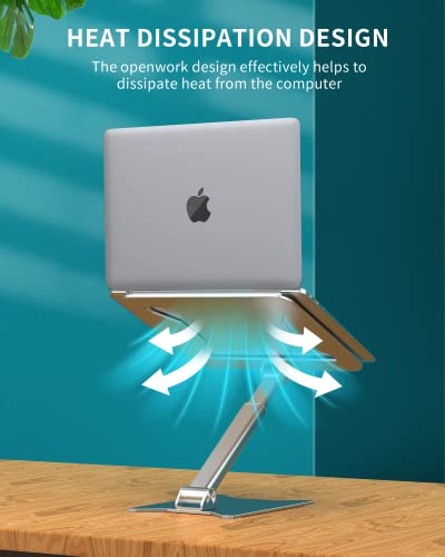 Biuupa Adjustable Laptop Stand For Desk- Sturdy Aluminum Foldable Computer Stand, Non-Slip Ergonomic Laptop Holder Lift For All Computers/ Dj/ Chromebook/ Notebook/ Macbook/ Air/ Pro, 10-16" Silver #TOP4