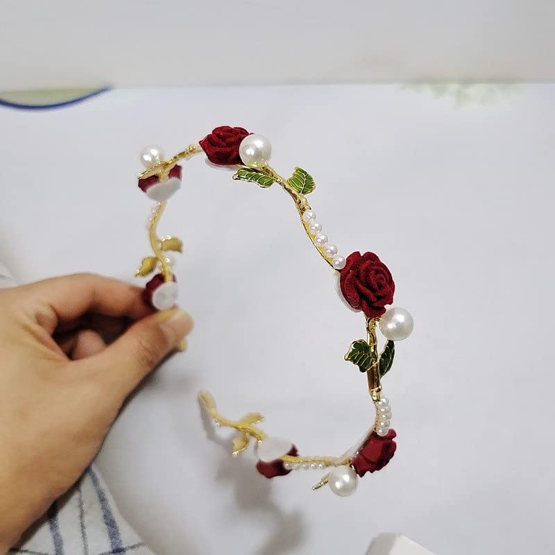 Miniatura 5 de Walnut Diadema de perlas de rosa para verano, estilo francés, retro, tocado, diadema para el cabello, accesorios para el cabello de boda