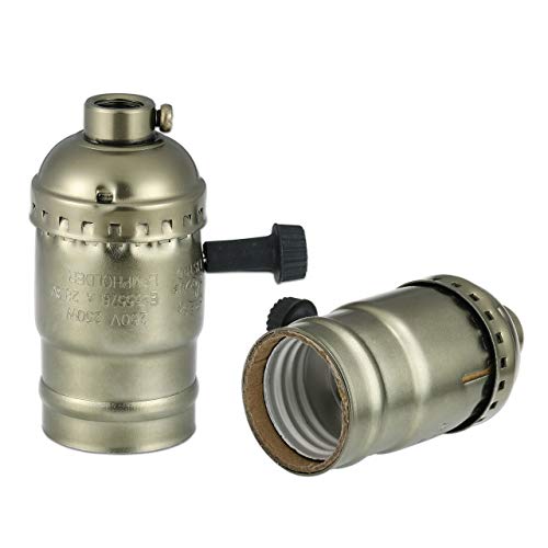 E26 Vintage Light Socket,Standard Medium Screw-In Lamp Socket Holder For Edison Bulbs-4 Pack Vintage Bronze With Turn Knob #TOP4