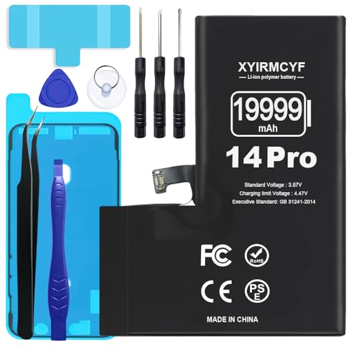 XYIRMCYF 19999mAh Super Capacity Battery Compatible with iPhone 14 Pro 0 Cycle Li-Polymer Replacement Battery for iPhone 14 Pro with Professional Repair Tool Kit