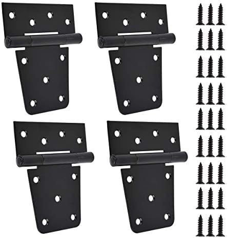 TamBee Black Gate Hinges Shed Hinges Heavy Duty Gate Hinges for Wooden Fences Barn Door Hinges for Wood Outdoor 3.5inch with Screws (Pack of 4)
