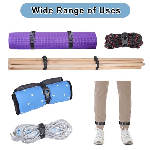 Image of Vigorport Utility Straps Quick Release Nylon Backpack Accessory Bag Strap,Adjustable for Hiking,Travel,Outdoor Sports-4 Pack (Black, 0.75''W-12''L)