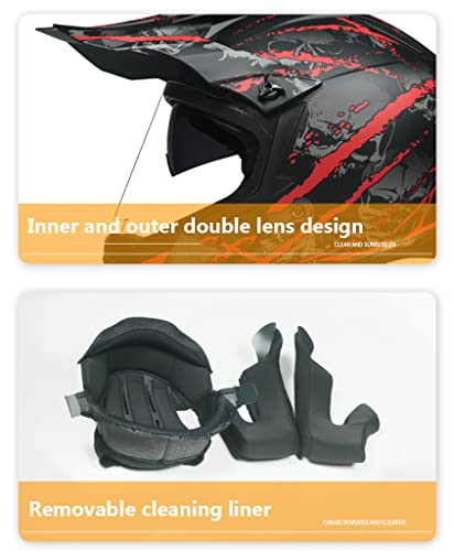 Motocross Helmet Four Wheeler Motorcycle Off-Road Helmet Youth Atv Full Face Downhill Dirt Bike Helmet For Men Women, Dot Approved Adults Bmx Mtb Street Racing Helmet (A,Large) #TOP4