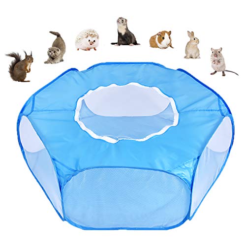RUCKO Small Animal Playpen, Portable Transparent Pet Playpen Cage Tent with Cover