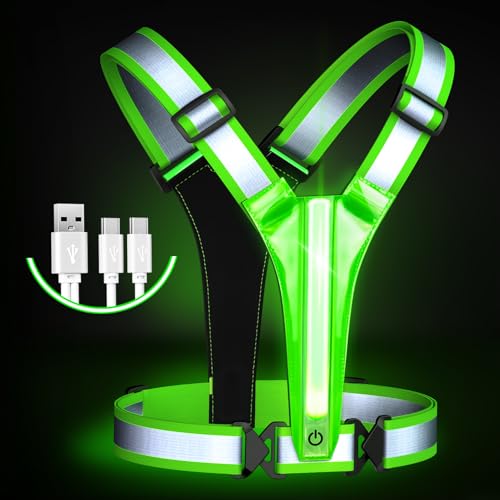 Samlior LED Chaleco Reflectante, 5 Colores y 3 Modos de Luz LED Recargable Chalecos...