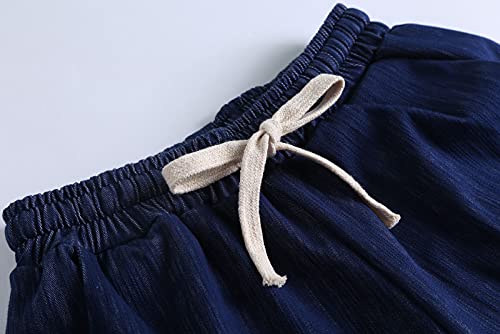 Yoinlia Women'S Summer Casual Elastic Waist Drawstring Bermuda Shorts With Pockets Denim Blue L thumb #1