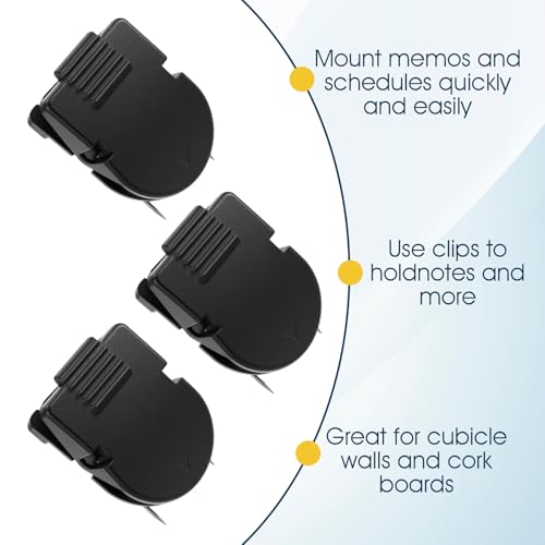Quilax 16Pack Black Wall Clips for Fabric Walls, Slatted Wall Board Clips, Bulletin Board Clip, Cubicle Accessories for Notes Photos Documents