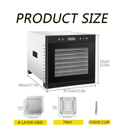 KKSOUFX Desidratador elétrico de alimentos, desidratador de alimentos com 6/8 bandejas, máquina de s
