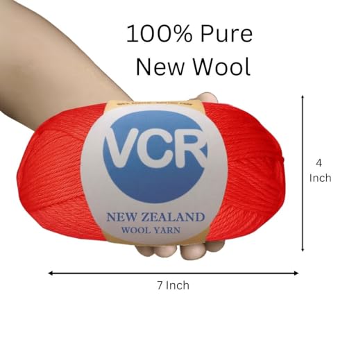 Image of VCR Cherry Red Chunky Wool Yarn, 100 Grams, Hank, 196 Meters, 100% New Zealand Wool Knitting Yarn, Soft Crosia Thread Suitable for Baby Blankets & Booties Pack of 1