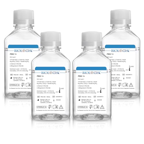 CryoKing PBS Buffer 1X, Phosphate Buffered Saline Solution, 500mL×4