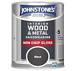 Johnstone's - Interior Wood & Metal Hardwearing - Black - High Sheen - Non Drip - Gloss Finish - Suitable Paint Interior & Exterior - Dry in 16-24 hours - 14m2 Coverage per Litre - 750ml