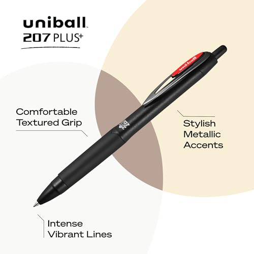 uniball™ 207 Plus+ Gel Pens, Red Ink, 0.7mm Medium Point, 12 Count by Uni-Ball - Image 3