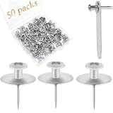 50 PCS Picture Hanger Nails, Double Headed Push Pins Hooks Thumbtacks for Wall Hangings Picture, Decorative Small Hook Pins for Drywall Cork Board Home Office Photo Decorations (Silver)
