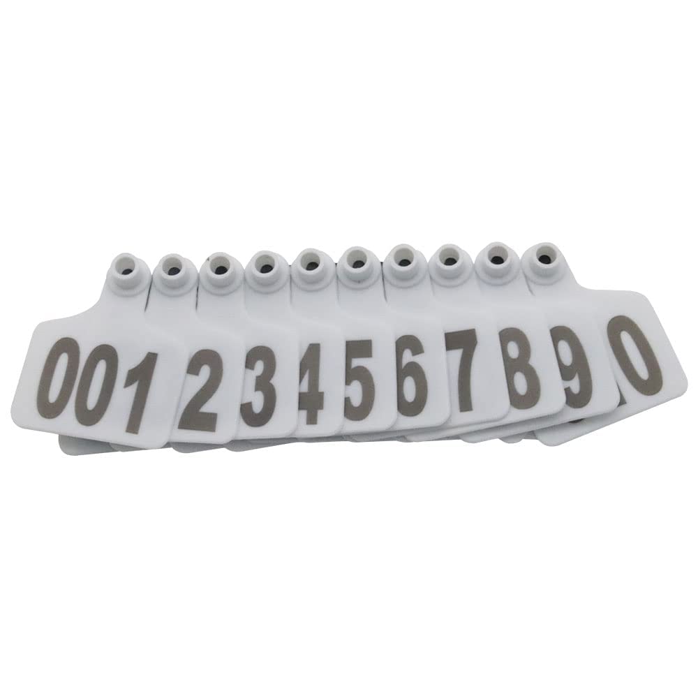 Kolczyki do identyfikacji zwierząt, identyfikatory bydła 001-100/-/901-1000 numerowane plastikowe zawieszki do uszu 2,95" x 2,36" karty identyfikacyjne bydła (białe, 101-200)