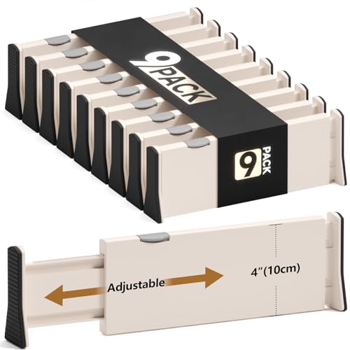 NTQNOIKA Drawer Dividers Organizer 9 Pack, Adjustable Separators 4