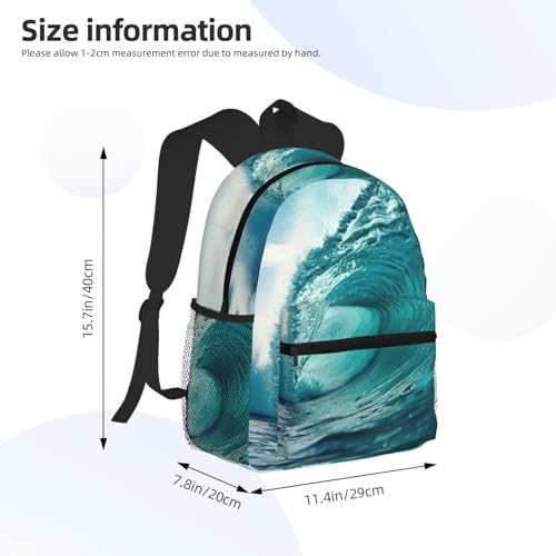Sac à dos léger Ocean Green Wave unisexe pour voyage et ordinateur portable - 4