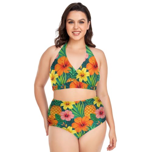 Bikini pina hawaiana de dos piezas con top halter para tus vacaciones tropicales
