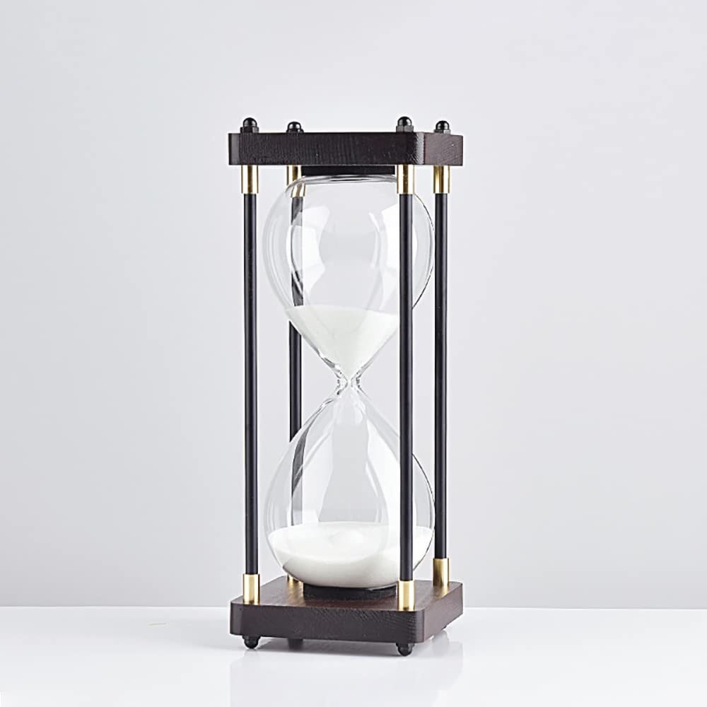 30 Minutes Hourglass Sand Timers,Large Sand Timer, Decorative Quiet Time Clock for Men/Women, Vintage Wooden Hour Glass Timer,Modern Home Kitchen Office Decoration (White)