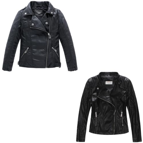 LJYH Kids Bomber Motorcycle PU Faux Leather Jackets Girls Faux Leather Biker Motorcycle Jackets 11/12yrs