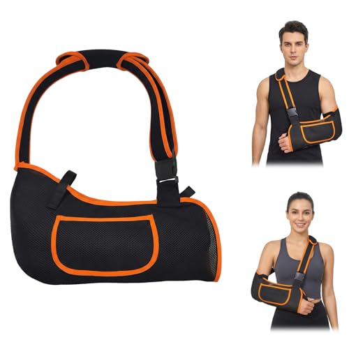 Nocecfi Arm Sling for Shoulder Injury, Enhanced Size Shoulder Sling Immobilizer with Neck Pad, Breathable Comfortable Sling with Pocket for Shoulders Rotator Cuff Elbow, Left Right Arm Man and Women