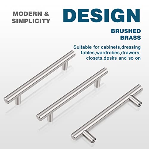 PinLin 20 Pack Cupboard Handles 96mm Hole Spacing Brushed Nickel