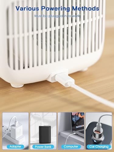 Let'Me VENTILADORES DE ESCRITORIO Desk Fan,Portable Bladeless Fan 11.8 Inch Small Personal Cooling Fan thumb #3