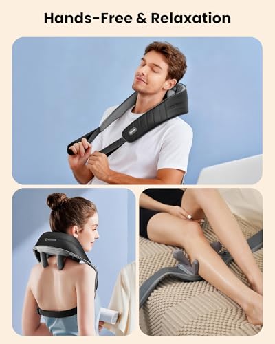 COMFIER Cordless Neck Massager with Heat, 4D Kneading Neck and Shoulder Massager Deep Tissue, 2 Heating Levels,Gifts for Mom Dad - Image 6