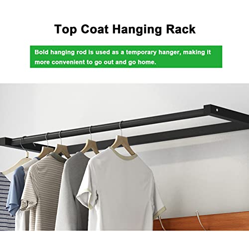 Mopam 67Inch Coat Rack Shoe Bench 3 In 1 Hall Tree Entryway Storage Bench 8 Hanger Hooks 3 Tiers Shoes Shelves Wood With Metal Frame Entryway Bench #TOP2