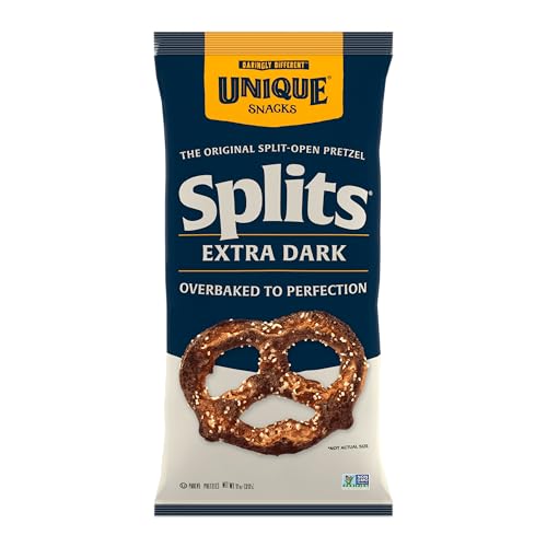 Unique Snacks Extra Dark Splits Pretzels – Original Split-Open, vegan & non-GMO