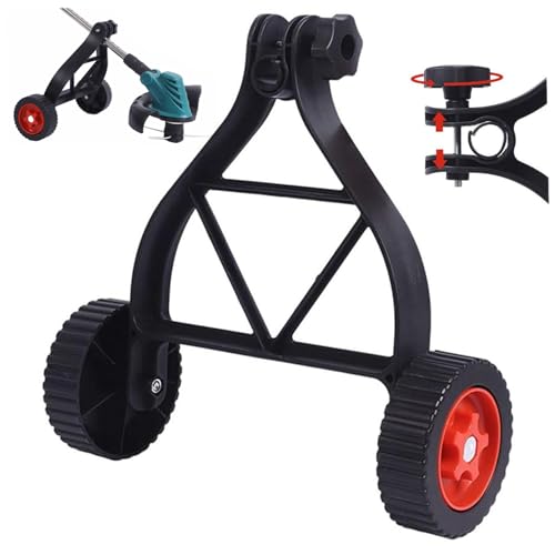 Walk Behind String Trimmer, String Trimmer Support Wheels Attachment Adjustable Wheels Auxiliary Walk Behind Weed Wacker Wheels Lawn Mower Parts & Accessories for Grass Eater Holder Black