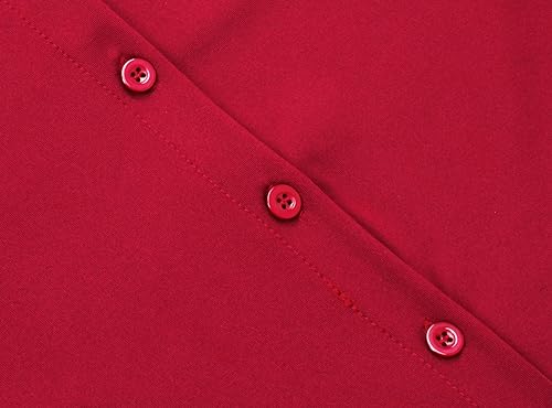 SxClub Formal Red Jumpsuits for Women Casual Elegant Button Down Long Sleeve Long Straight Pants Jumpsuit with Pockets Belt(3X-Large)