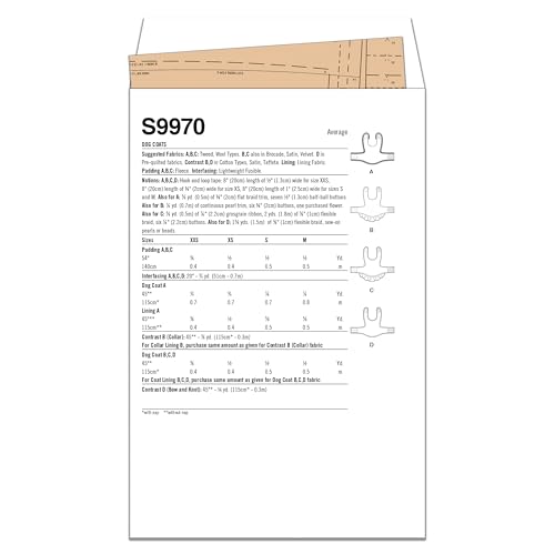 SIMPLICITY Schnittmuster SS9970A Hundemäntel A (XXS-XS-S-M)