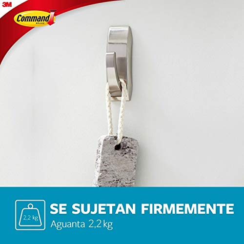 Miniatura 5 de Command Gancho Metálico De Níquel Satinado Con Reflejos Modernos Para Baño Grande Mr03-Sn-B