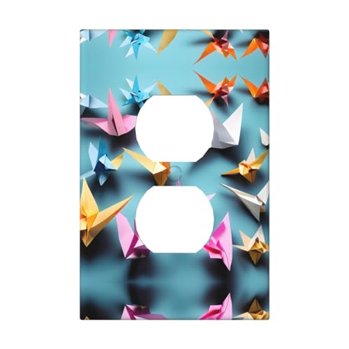 Cubiertas de salida con impresión de grúas de papel de origami, 1 placa de pared de tamaño estándar, cubiertas de placas frontales de policarbonato de doble salida