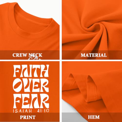 Image of Boys Faith Over Fear Shirt Christian Jesus T Shirts for Kids Religious Inspirational Bible Verse Graphic Tees Tops