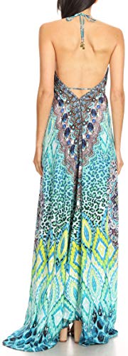 Image of Sakkas Lizi Womens Maxi High-Low Halter Handkerchief Long Dress Beach Party