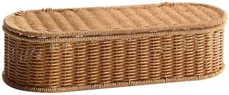 Plastic Vine Weaving Oval Storage Box Light Luxury Red Wine Gift Box Desktop Small Item Sorting Basket(E,Small) image 3